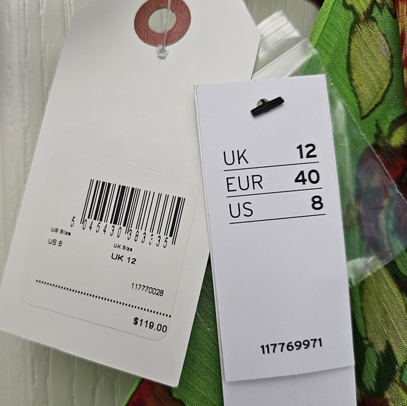 Topshop Floral Rouched Long Sleeve Maxi Dress MID GREEN sz 8 - Picture 7 of 9